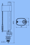 Арматура для унитаза АNI WC4550 нижний подвод, белая кнопка, шток